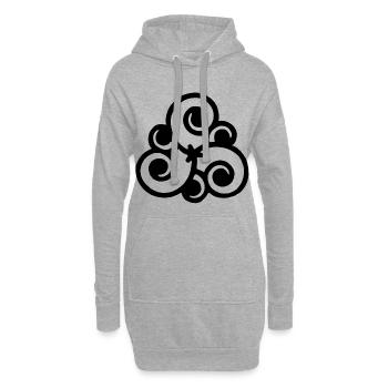 Schwarze Blume und Natur - Hoodie-Kleid - Grau meliert - Vorne