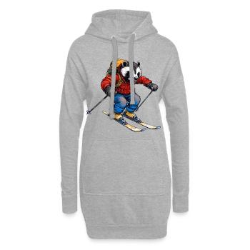 Skifahrer Dachs - Hoodie-Kleid - Grau meliert - Vorne