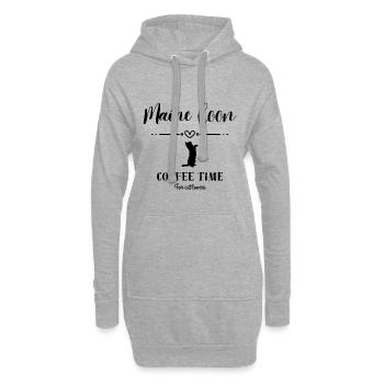 Maine Coon - Coffee time - Sweat-shirt à capuche long Femme - gris chiné - Devant