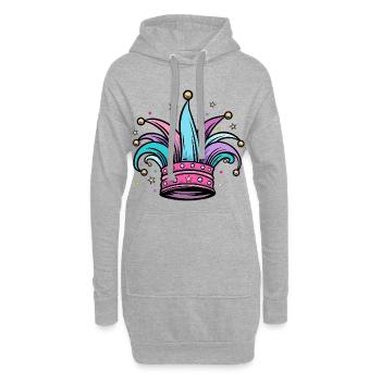 Narrenmütze Narrenkappe für Karneval und Fasching - Hoodie-Kleid - Grau meliert - Vorne