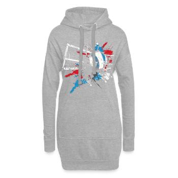 Dessin de volley-ball - Sweat-shirt à capuche long Femme - gris chiné - Devant