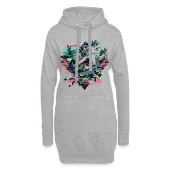 Graphique du skateur - Sweat-shirt à capuche long Femme - gris chiné - Devant