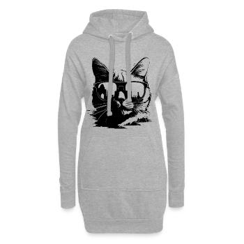 Katze mit Sonnenbrille - Hoodie-Kleid - Grau meliert - Vorne