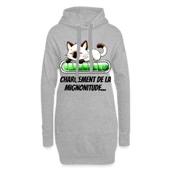 Niedlichkeit wird geladen - Entzückende Katze - Hoodie-Kleid - Grau meliert - Vorne