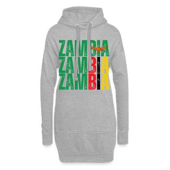 Sambische Flagge, ich liebe Sambia - Hoodie-Kleid - Grau meliert - Vorne