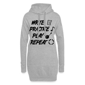 Write Practice Play Repeat - Hoodie-Kleid - Grau meliert - Vorne