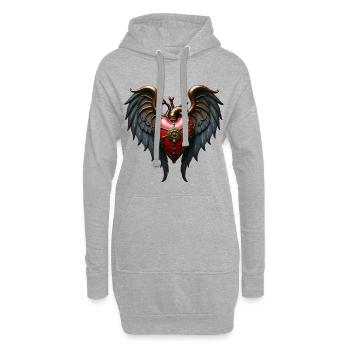 Das schlagende Herz der Mechanik, - Hoodie-Kleid - Grau meliert - Vorne