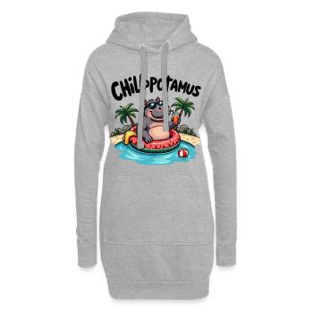 Chillopotamus – das entspannteste Nilpferd der Wel - Hoodie-Kleid - Grau meliert - Vorne