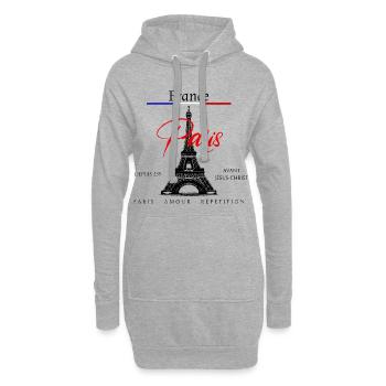 Paris, ville de l’amour - Sweat-shirt à capuche long Femme - gris chiné - Devant