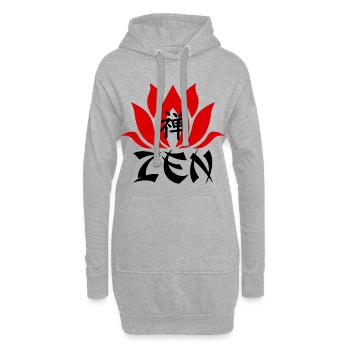 Le mot zen en chinois (noir) - Sweat-shirt à capuche long Femme - gris chiné - Devant