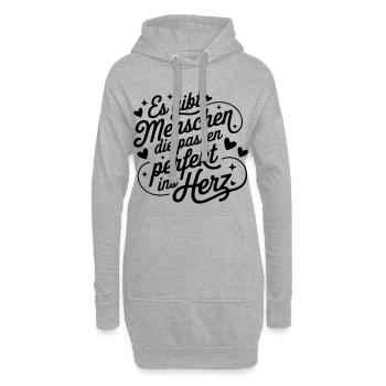 Es gibt Menschen die passen perfekt ins Herz - Hoodie-Kleid - Grau meliert - Vorne