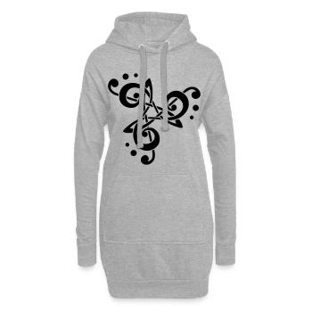 Musikalische Note in Triskelion - Hoodie-Kleid - Grau meliert - Vorne