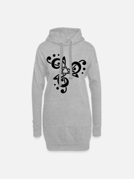 Musikalische Note in Triskelion - Hoodie-Kleid - Grau meliert