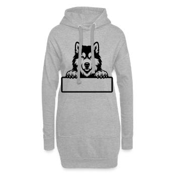 Badge de nom Alaskan Malamute noir - Sweat-shirt à capuche long Femme - gris chiné - Devant