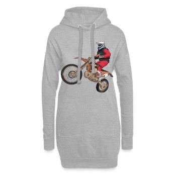 Motard tout-terrain - Sweat-shirt à capuche long Femme - gris chiné - Devant
