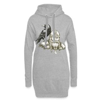 Légende viking viking marin Odin Raven Fighter - Sweat-shirt à capuche long Femme - gris chiné - Devant