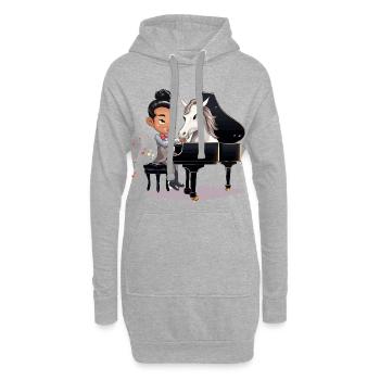 Pianiste et licorne sous les projecteurs - Sweat-shirt à capuche long Femme - gris chiné - Devant