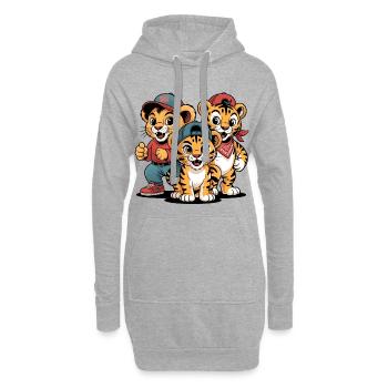 Süße Löwe Tiger Leopard Freunde - Hoodie-Kleid - Grau meliert - Vorne