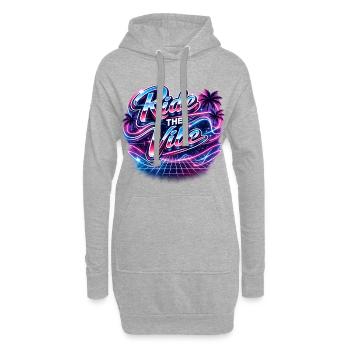 Ride the Vibe Neon 80s Palm - Hoodie-Kleid - Grau meliert - Vorne