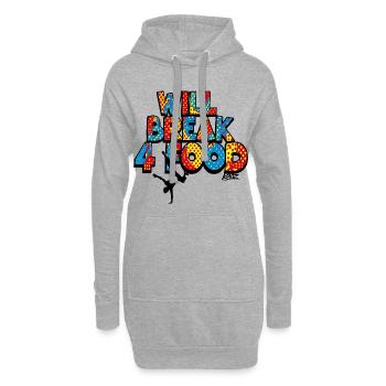 Va faire 4 Breaks Pop Break Dance Hip-Hop - Sweat-shirt à capuche long Femme - gris chiné - Devant