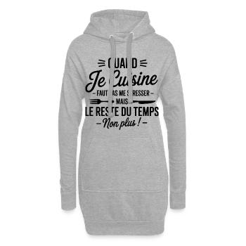 tablier de cuisine humoristique - Sweat-shirt à capuche long Femme - gris chiné - Devant