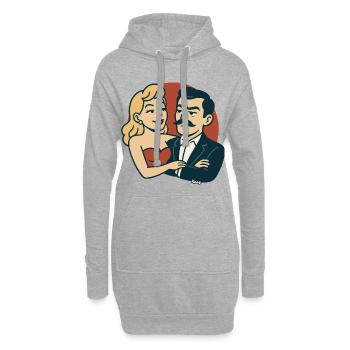 Duo rétro en rouge vintage - Sweat-shirt à capuche long Femme - gris chiné - Devant