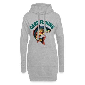 Pêche à la carpe - Sweat-shirt à capuche long Femme - gris chiné - Devant