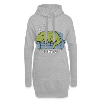 T-Rest Dino dort sur le canapé - Sweat-shirt à capuche long Femme - gris chiné - Devant