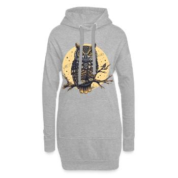 Eule in der Nacht mit Mond - Hoodie-Kleid - Grau meliert - Vorne