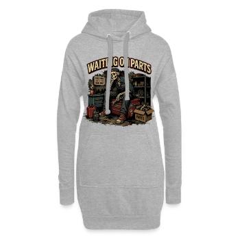 En Attente De Pièces | Humour Mécanique Squelette - Sweat-shirt à capuche long Femme - gris chiné - Devant