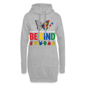 Autismus Sei freundlich Bewusstsein | Bunter Schmetterling - Hoodie-Kleid - Grau meliert - Vorne