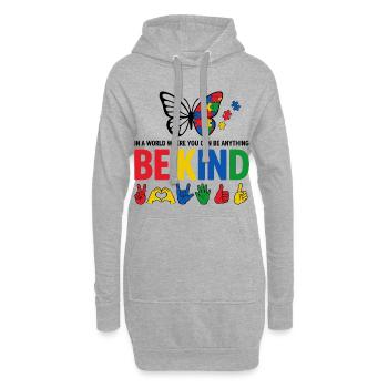 Autismus Sei freundlich Bewusstsein | Bunter Schmetterling - Hoodie-Kleid - Grau meliert - Vorne