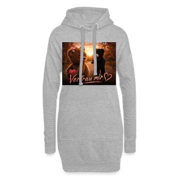 Vertrau mir – Süße Teddybären - Hoodie-Kleid - Grau meliert - Vorne