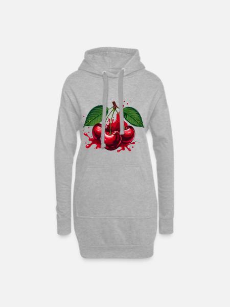 Kirschen - Hoodie-Kleid - Grau meliert