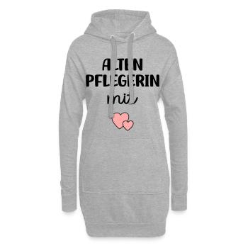 Altenpflegerin mit Herz - Hoodie-Kleid - Grau meliert - Vorne