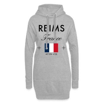 Reims, France, coordonnée Souvenir de voyage - Sweat-shirt à capuche long Femme - gris chiné - Devant