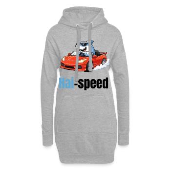 Haispeed | Un requin de dessin animé cool dans une voiture de sport - Sweat-shirt à capuche long Femme - gris chiné - Devant