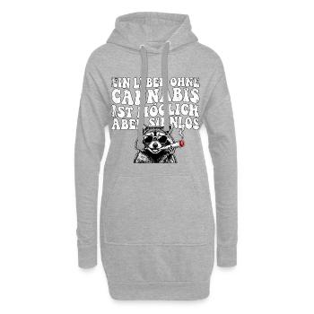 Lustiges Cannabis Waschbär Design - Hoodie-Kleid - Grau meliert - Vorne
