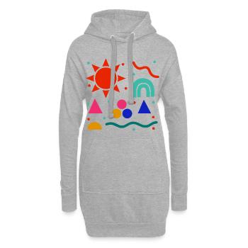 Lebendige Geometrie Sonnenfarben Muster - Hoodie-Kleid - Grau meliert - Vorne