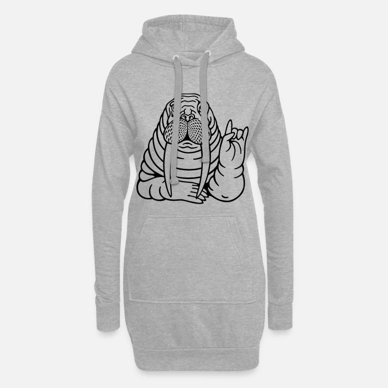 Rocker Walross - Hoodie-Kleid - Grau meliert