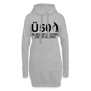 50. Geburtstag Ü50 - Ab jetzt darf ich nörgeln - Hoodie-Kleid - Grau meliert - Vorne