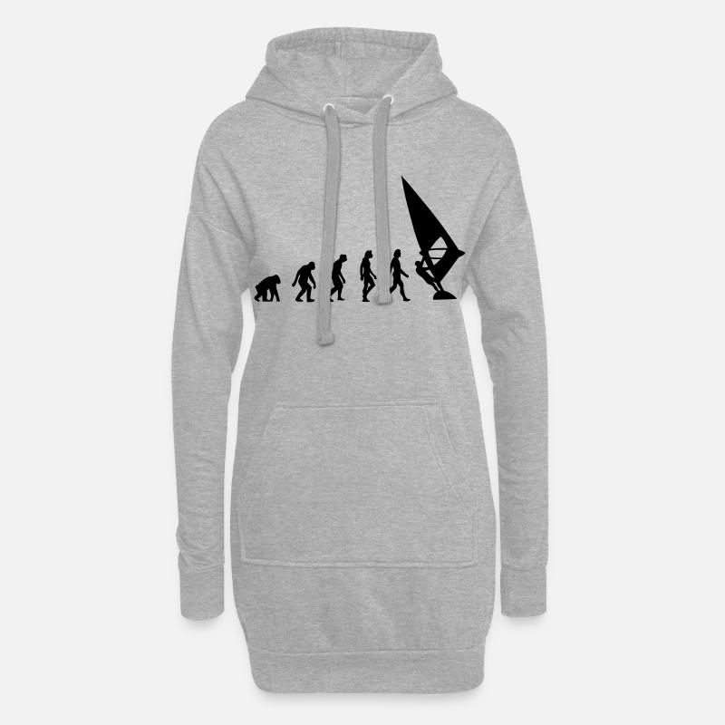 L évolution de la planche à voile - Sweat-shirt à capuche long Femme - gris chiné