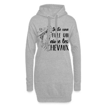 Juste une fille qui adore les chevaux cadeau - Sweat-shirt à capuche long Femme - gris chiné - Devant