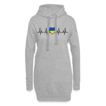 Herzschlag Flagge Herz Fahne Heartbeat Ukraine - Hoodie-Kleid - Grau meliert - Vorne