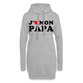 J' aime mon papa cadeau fête des pères coeur rouge - Sweat-shirt à capuche long Femme - gris chiné - Devant