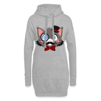 Chat gentleman avec monocle et chapeau - Sweat-shirt à capuche long Femme - gris chiné - Devant