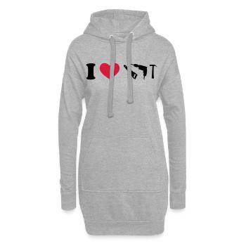 outils - Sweat-shirt à capuche long Femme - gris chiné - Devant