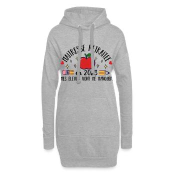 Maitresse retraitée 2023 cadeau maîtresse d' école - Sweat-shirt à capuche long Femme - gris chiné - Devant