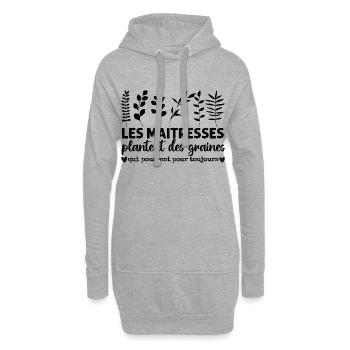 Les maîtresses plantent des graines cadeau - Sweat-shirt à capuche long Femme - gris chiné - Devant