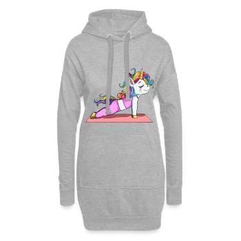 Einhorn Yoga Fitness Geschenk Sport Stretch Pose - Hoodie-Kleid - Grau meliert - Vorne